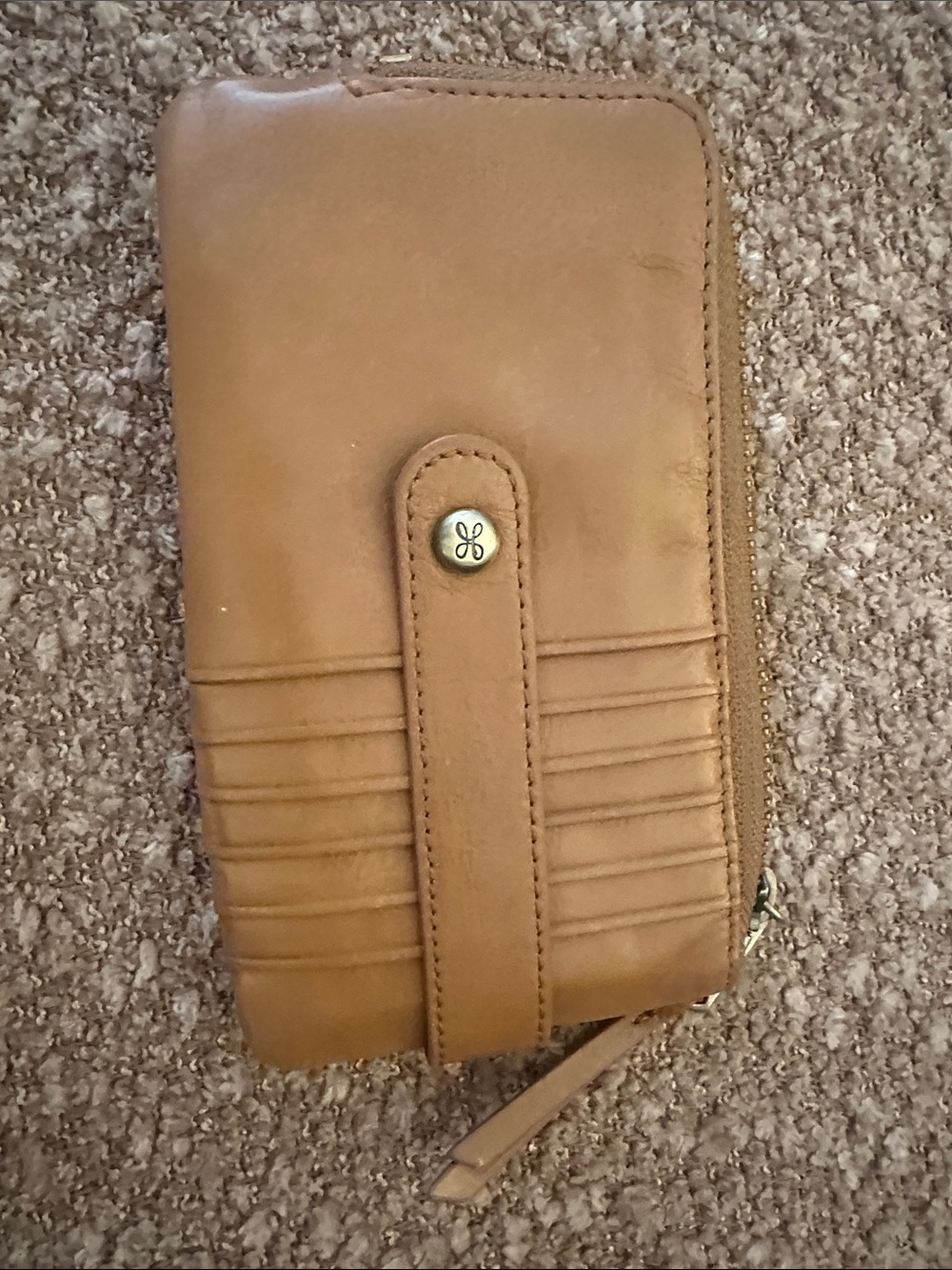 HOBO Tan Leather Zip Wallet